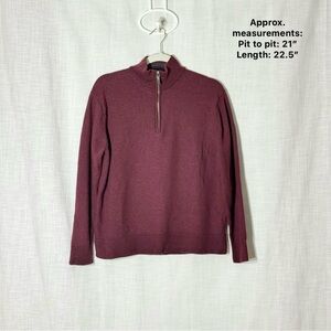 Untuckit Merino Wool Quarter Zip Pullover Sweater Burgundy Mens XL